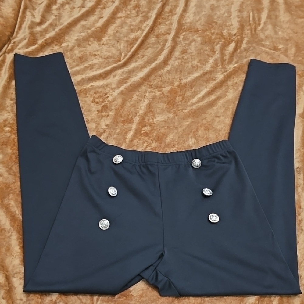 Black Pants with Silverish Tone Buttons Size Small